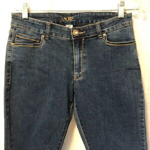 Cache Dark Wash Rhinestone Stud Straight Leg Denim Jean Pant New Stretch NWT $98